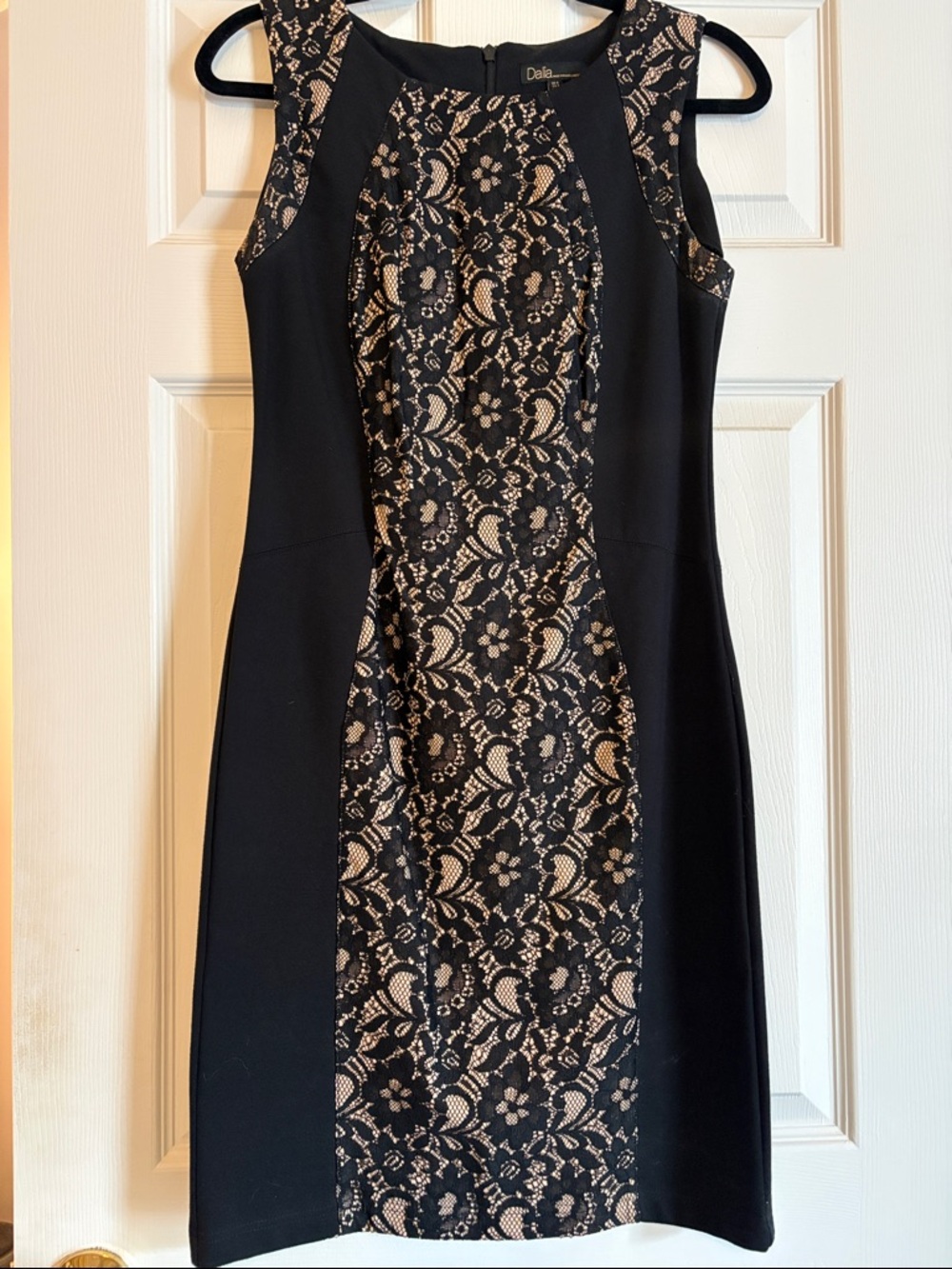Dalia Black Lace-Trim Sheath